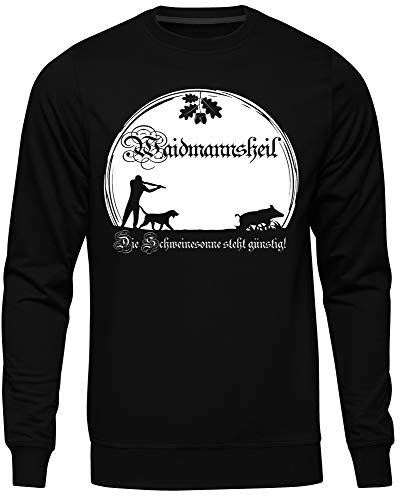 Uglyshirt89 Nachtschicht bei Schweinesonne Männer Herren Pullover | Jäger Jagd Förster Wildschwein Waidmannsheil Jagdbekleidung (3XL)
