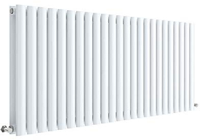 Nuie HL340D Revive Modern Home Wall Mount Designer Horizontal Double Panel Radiator, 600mm x 1398mm x 78mm, High Gloss White