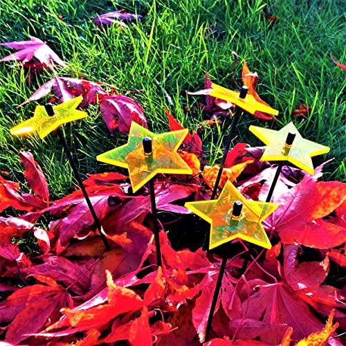 suncatcher Gartendekoration Ornamente Leuchtende Sterne 5er Set dekorative Gartenpfähle 25cm Hoch Tolles Feier Gärtner Geschenk, Farbe:gelb