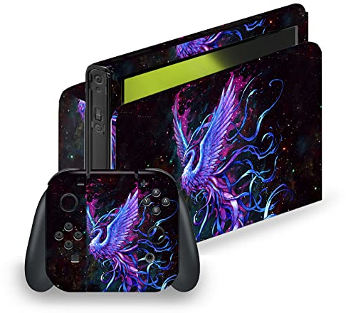 Head Case Designs Offizielle Christos Karapanos Phönix Kunst Mix Vinyl Haut Gaming Aufkleber Abziehbild Abdeckung kompatibel mit Nintendo Switch OLED Bundle