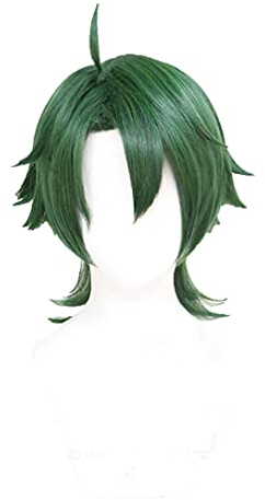 ydound Anime Coser Anime. Sk. Joe Cosplay Perücke grün Kurze Gerade Mullet Hair Ponytail Hitzebeständig SK8 Die Infinity Halloween + Perücke Kappe