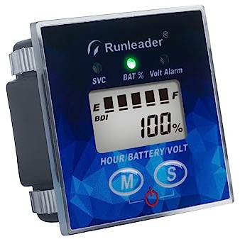 Runleader 12V a 48V Indicatore di stato della batteria digitale con contaore Voltmetro per carrelli elevatori Carrelli club Camper Auto Auto Barca a motore Attrezzatura alimentata a corrente continua