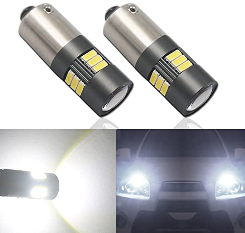 Eseastar BAY9S H21W Bombillas LED 6000K Blancas 12V-24V 15LED-SMD4014 Extremadamente Brillantes con Proyector para Luz Lateral del Coche, Luz Trasera Interior, Luz de Matrícula, Pack de 2