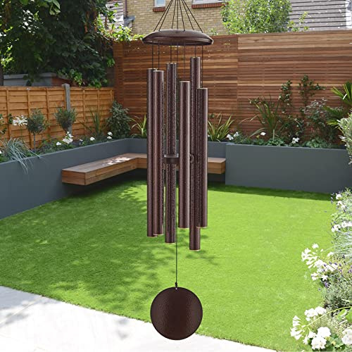Großes Windspiel, 121,9 cm, für tiefen Ton, Beileids-Gedenk-Windspiel für den Verlust eines geliebten Menschen, tiefes Klang-Windspiel, Freiraum für den Außenbereich, mit 6 schweren abgestimmten