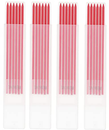 Garosa Mechanischer Carpenter Bleistift 24-teiliges Nachfüller Set, 2,8mm HB Graphit für Architekten und Handwerker, Langzeitnutzung Rot
