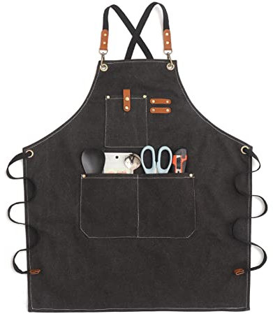 BATTTX Arbeitsschürze Herren, Robuste Werkzeug Schürze for Männer, Arbeitsschürze Mit Werkzeugtaschen for Küche, Garten, Keramik, Werkstatt