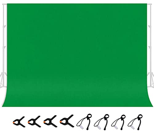 jiuzcare Fondo de Fotografía de 3 x 2M, Fondo Fotográfico de 100% Poliéster con 8 Pinzas Grandes de Estudio, Pantalla Verde para Fotografía, Video, Estudio, Cine, Televisión
