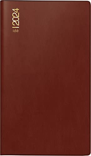 rido/idé Wochenkalender Modell TM 17/contacter 2024 2 Seiten = 1 Woche quer Blattgröße 8,7 x 15,3 cm bordeaux