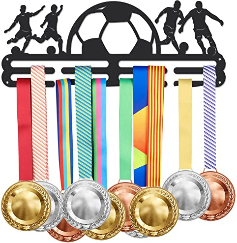 SUPERDANT Medaillenhalter Sport Medaillen Aufbewahrung Medaille Aufhängedekor Schwarzer Eisen Medaillen Halter Mit Haken Geschenke für Sportler und Kinder 40x15cm