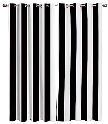 HYFBH Gestreifte Fenstervorhänge, schwarz-weiße vertikale Streifenvorhänge, 3D-Eingangstrennwand, Schlafzimmertür, hängender Vorhang, Heimdekoration WxH/2x80x180cm Vorhang Blickdicht