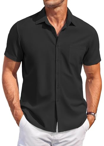 COOFANDY Chemise Homme Manches Courtes Chemise de Plage Casual Chemise été avec Poche Boutons Chemise Regular Fit