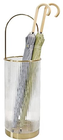 Schirmständer Zylindrischer Glas-Schirmständer, Metall-Schirmständer, Europäischer Regenschirm-Aufbewahrungseimer, Eingangsbereich, Heimschirmhalter Regenschirmständer Modern ( Color : Transparent , S