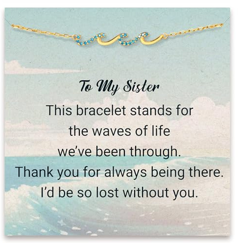 STORYJEWELLERY Sister Gifts, Sister Bracelet, Birthday Gifts for Sisters, Wave Bracelet, Sisterhood Jewelry