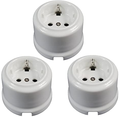 3 Unidades Enchufe Porcelana Empotrado con Obturador para Protección Infantil 16A/250V