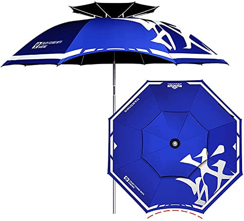 MekUk Angelschirme Fischereiweg im Freien im Freien Große Strand Parasol Anti-Wind Sonnenschutz verdickte Fischerei Regenschirm (Color : Blu, Size : 2.0m (6.56ft))