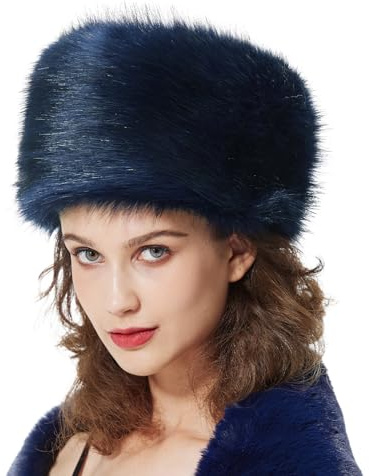 BEAUTELICATE Kunstpelz Mütze Damen Pelzmütze Winter Cossack Russische Mütze Kuschelig Fellmütze Warm für Reise Skifahren Schwarz Weiß