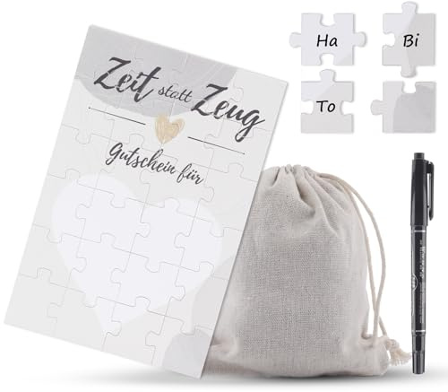 Gutschein Puzzle 24-teilig, Gutscheinkarte Puzzle mit Marker und Säckchen