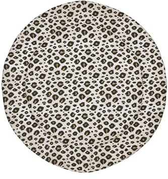 MEYCO Baby Leopard Laufgittereinlage rund (Doppelseitiges Design, maschinenwaschbar, trocknergeeignet, Bezug aus 100% Baumwolle, Wattierung aus 100% Polyester, Größe: ⌀95cm), Sand Melange