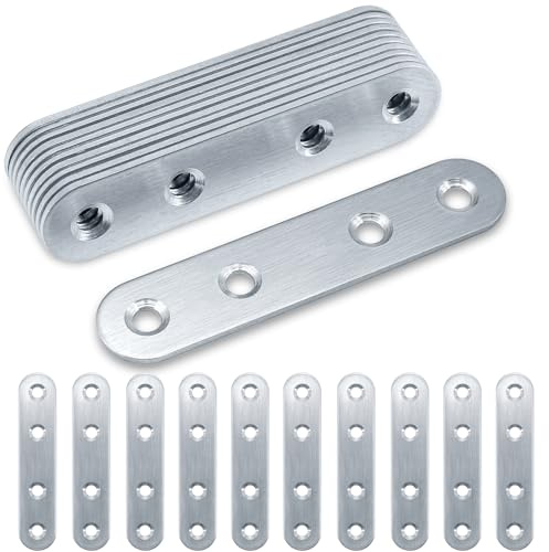 Flachverbinder, Gorffy 20 Stück 80 × 17 × 1.75mm Flachverbinder Edelstahl, Holzverbinder Lochplatte Metall, Flachwinkel für Verbinder, Edelstahl Silber Verbindungsplatte, Flacheisen Gelocht
