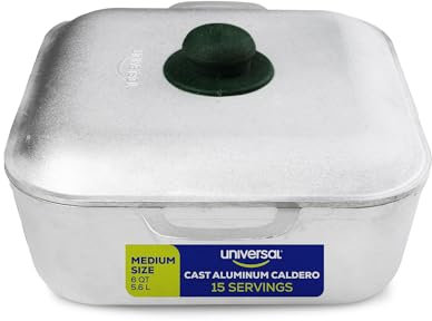 Universal (6 Quart - 15 Cups) Square Caldero – Cast Aluminum Cooking Pot with Lid, Oven Safe Dutch Oven Pot for Rice, Soups, Stews, Roasting & Everyday Cooking