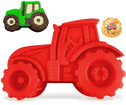 qhklew Traktor Form Kuchenform, Silikon Backform Traktor 3d Traktor Backform Kinder für Die Kindergeburtstagsfeier Können Daraus Kuchen, für Kuchen, Brot, Schokolade, Rot