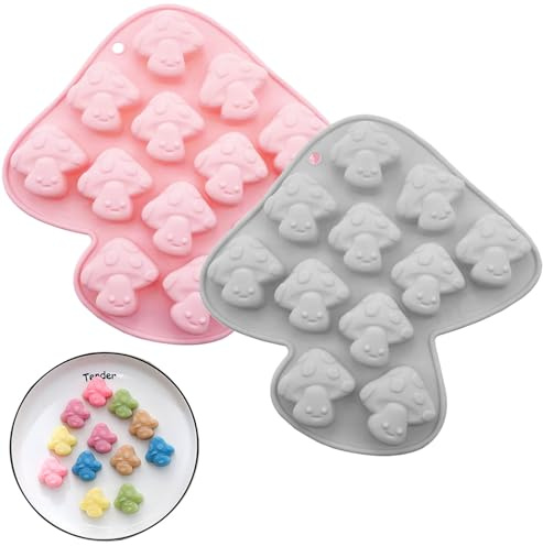 Qusmeiyici 2 Pack Mushroom Silicone Baking Moulds, Gummy Mould Chocolate Candy Mould DIY Baking Tool for Chocolate Cake Dessert Candy Pastry