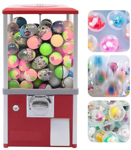 richigblosmum Distributore Automatico di Caramelle Commerciali con Lucchetti, Distributore di Gomme da Masticare Rettangolari per Negozi di Giochi, Distributore di Gomme da Masticare a Gettoni,Red