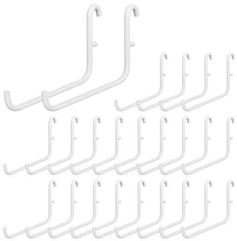 HOFURME 24 Pcs 3.7 x 2.4 Inches Pegboard Hooks, Compatible with Skadis Peg Board, Long L Shape Peg Board Hooks for Hanging, Pegboard Accessories, for Home Office Storage Tool(White)