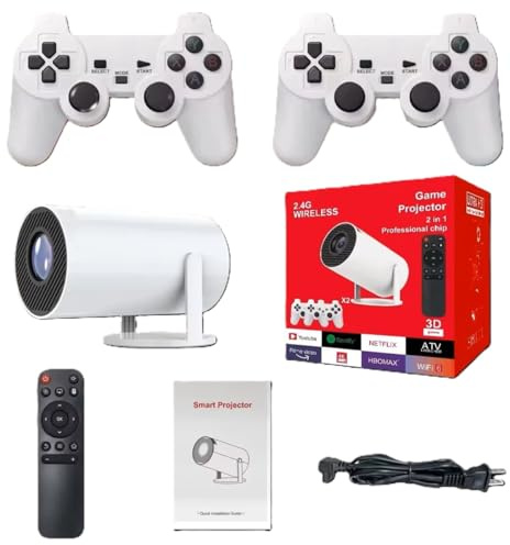 Console per videogiochi retrò Mini proiettore intelligente portatile Proiettore domestico Sistema Android11 ​​1080P 64 GB Giochi per regali