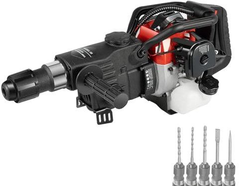 Cordless Demolition Jack Hammer 2 Stroke, 33CC Heavy Duty Drill Breaker with Translucent Fuel Tank, 2300-4000bpm, 5 Slot Clamping, for Rock Crushing Wall Drilling Concrete