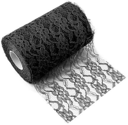 GIDWRIY Rolle Tischläufer Spitze 15 cm X 25 Yards,Tischband Netz,Modern Tischläufer Hochzeit,Table Runner,Zuschneidbar Tischband Deko,Geburtstag Tischläufers Weihnachten,Tüllstoff für Partys Kommunion