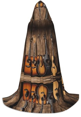 KFRXXZQB Chitarra Basso Strumenti Musicali -Stampa Giovani Mantello con Cappuccio - Mantello stampato regolabile per eventi di Halloween, teatro scolastico e costumi L