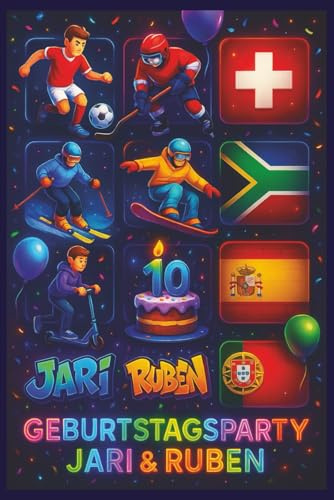 Geburtstagsparty Jari & Ruben: Das perfekte Geschenk zum 10. Geburtstag – Wortsuchrätsel für Kinder ab 10 Jahren mit Fußball, Sport, Tieren und mehr!