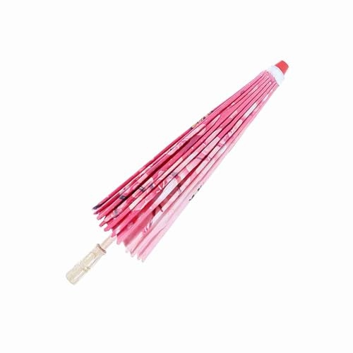 Depisuta Exquisito Paraguas de Tela Hecho a Mano para Mujer con de Madera Maciza para Danza Clásica China (flor de ciruelo mariposa rosa)