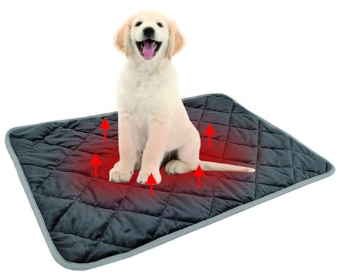 Swsen Selbstheizende Haustierdecke – Waschbare Wärmedecke für Hunde & Katzen, Weiche rutschfeste Thermomatte, Wiederverwendbare Kuscheldecke für Welpen, Kätzchen & Kaninchen, 60×90 cm, Grau