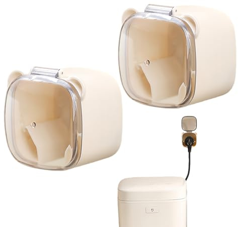 Wall Cord Clips, 2 Piece No Drill Cable Organizer, Clear Dustproof Cover, Adhesive Traceless Plug Hooks for Kitchen Bathroom Bedroom Hotel School Home Workplace, Space Saving, Reliable and Reusable