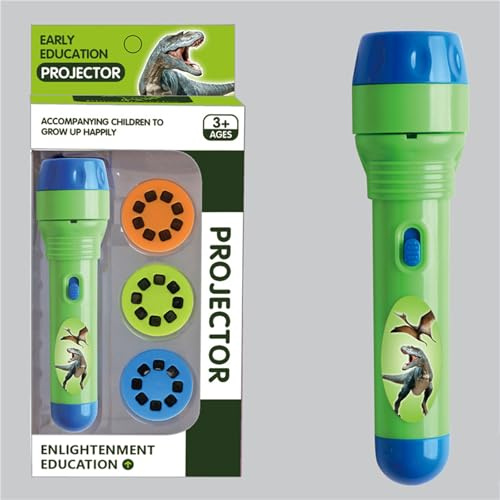 Animal Torch and Projector, Dinosaur Torch and Projector for Kids 3-8 Years Projector Torches with 3 Discs 24 Images, Educational Dinosaur Toys for Boys and Girls, Night Light Projector (Dinosaur)
