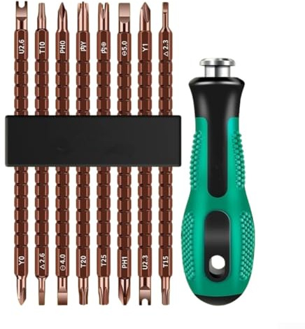 Security Screwdriver Bit Set, 17-in-1 Tamper Proof Tool Kit with Triangle for Phillips Heads, Ratchet Driver Awl for Electronics(A)