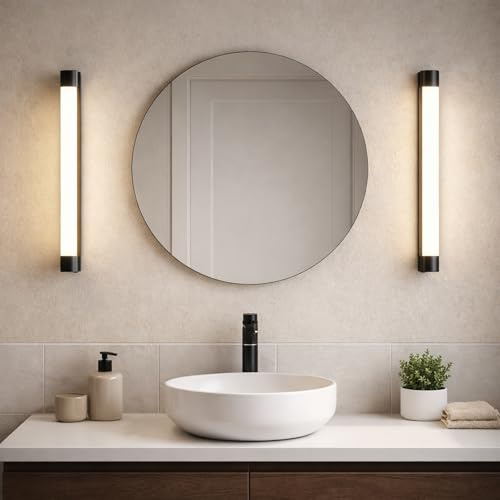 Homefire LED Spiegelleuchte Bad Spiegellampe 2ER 50CM 10W Badlampe Wand | Schwarz Wandlampe Badezimmer Neutralweiß 4000K Wasserdicht IP44 Wandleuchte Modern Badleuchte für Keller Küche Badschrank