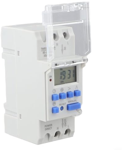 Glomc TM919TK Interrupteur à minuterie astronomique, avec réglage automatique du lever du soleil/coucher du soleil, interrupteur électrique numérique 16 A 3200 W pour la maison et le jardin
