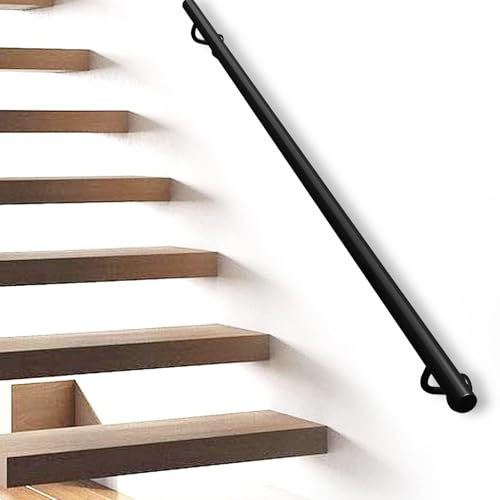 Corrimano per scale nero/ringhiera a parete - 1 2 3 4 5 6 metri, corrimano di sicurezza industriale in ferro battuto per interni ed esterni, ville, loft, corridoi(270cm)