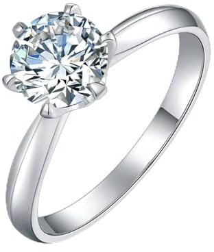 KnSam Gelbgold 18K Au750 Verlobungsring Echt, 6 Klaue Hochzeitsring mit Moissanit, Ring Platinum PT950, Gr.47-65