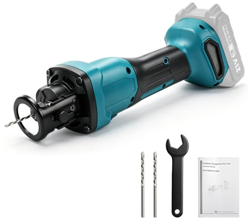 Taglierina a batteria per cartongesso per Makita 18V (senza batteria) | Taglierina Rotativa Brushless, 6 Velocità, Regolazione della Profondità, 2 Punte, per Legno, Cartongesso e Compensato