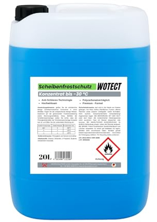 WWotan Solutions WOTECT Scheibenfrostschutz Gebrauchsfertig bis -30°C – Vorratspack – Winterscheibenreiniger mit Citrusduft – Methanolfrei – Zuverlässig bei EIS & Schnee (20 Liter)