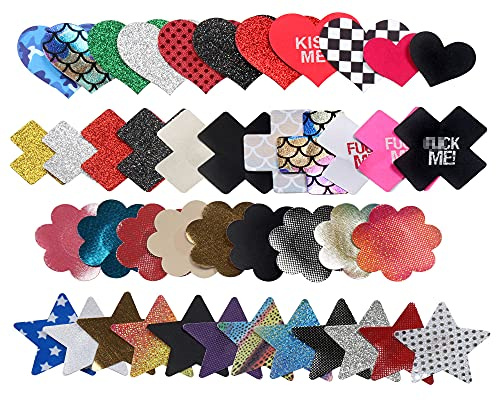 Ypser Multi Design Pinceau à mamelons Satin Pasties Pétales adhésifs jetables