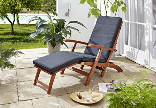 GRASEKAMP Qualität seit 1972 Auflage Anthrazit zu Deckchair Santos 174x51x6cm Gartenliege Liegestuhl Sonnenliege Relaxliege