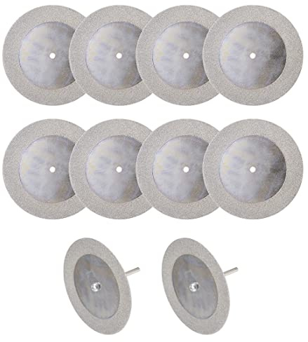 sourcing map 10 Pcs 60mm Diamond Cutting Wheels Cut Off Wheel with 2 Pcs Mandrels for Rotary Tool