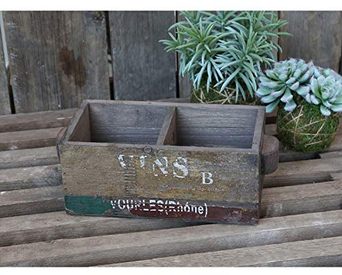 Chic Antique Alte Franz. Box Holzbox Kasten mit 2 Fächern Antik Nostalgie Regal