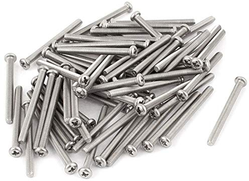 ZLYY M4 Flachrundschrauben mit Kreuzschlitz, Edelstahl, M4 x 45mm, 50 Stück