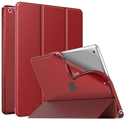MoKo Case For New iPad 9th/8th/7th Gen Case (2021/2020/2019), Soft TPU Translucent Frosted Back Cover Slim Shell Protective Case with Stand for iPad 10.2 inch,Auto Wake/Sleep, Red